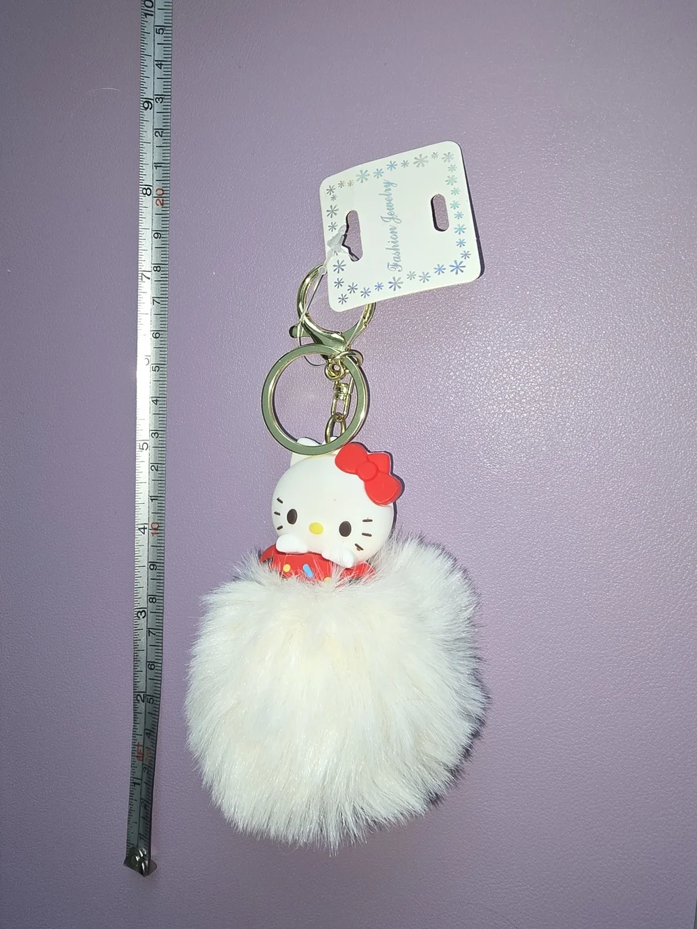 White Kitty Pom Pom Keychain with Red Bow ♥️ - Kids Accessories, New with Tags!